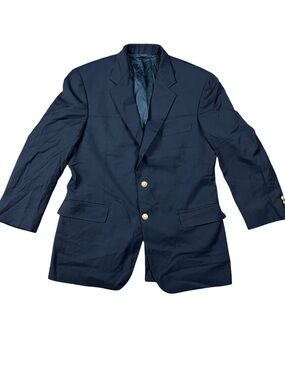 Brooks Brothers Brooksease Blazer Mens 44R Navy Wool Two Button Suit Jacket USA